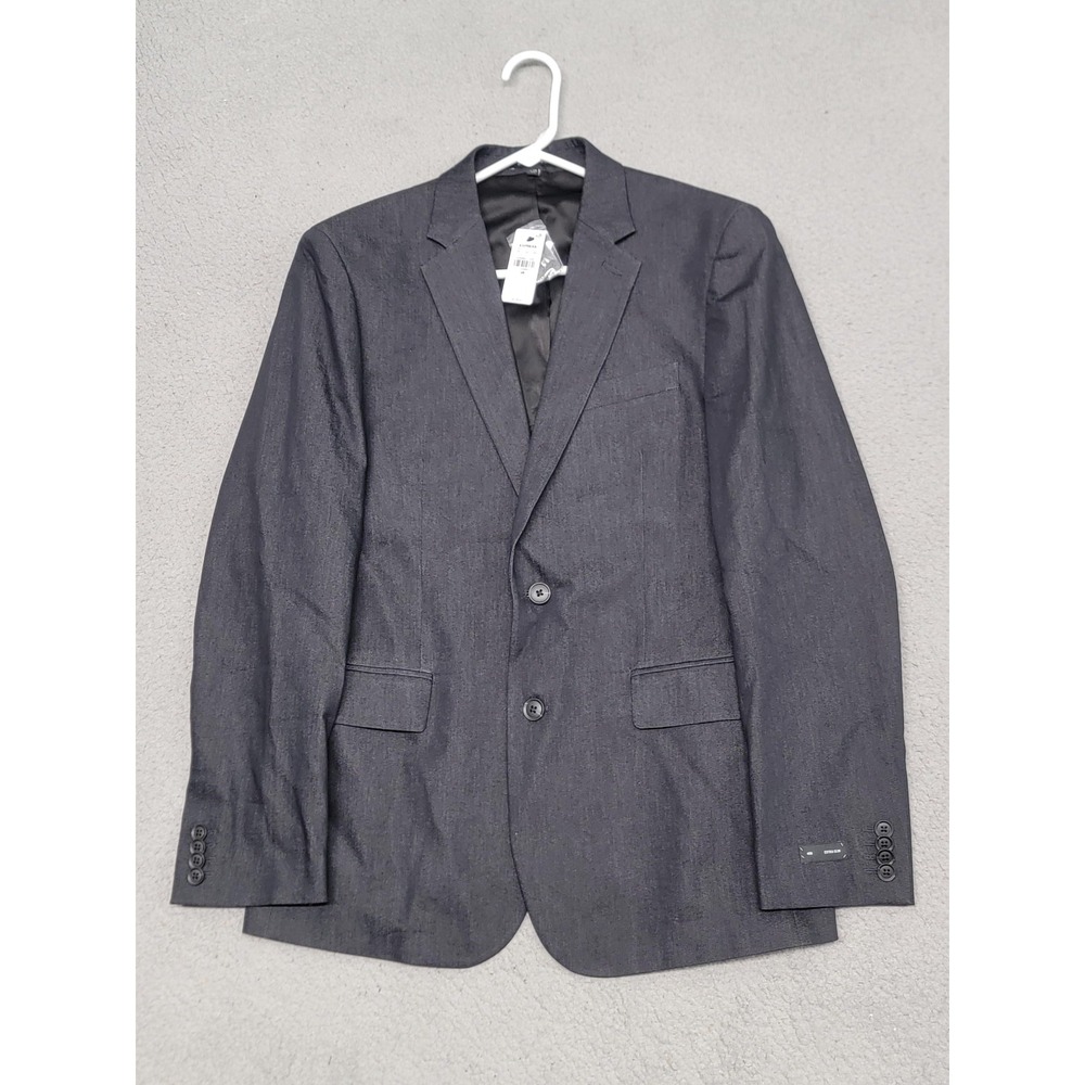 Express Blazer Mens 40R Gray Extra‎ Slim Stretch 2 Button Suit Jacket Sport Coat